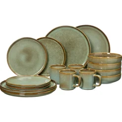 Serviesset 16-Delig Glazuur Groen