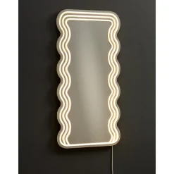 Spiegel Met Verlichting - Wave - Neon - Warm Wit - 70x35 Cm