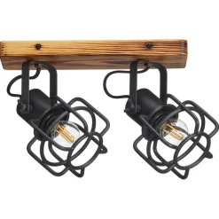 Spot Wood 2-Lichts Zwart